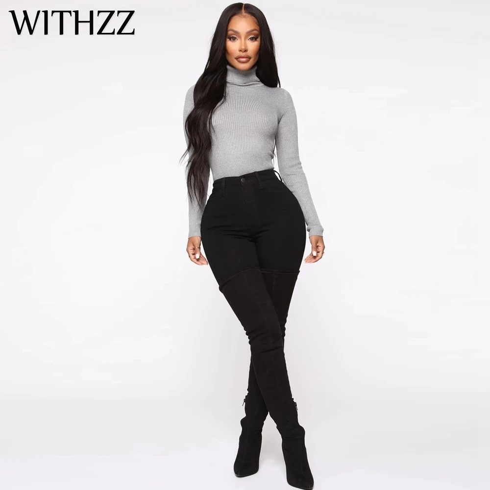 WITHZZ/весенне-осенние джинсовые штаны, узкие Стрейчевые узкие брюки, женские джинсы с высокой талией
