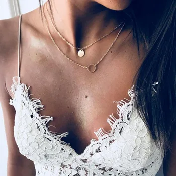 

Fashion Gold Color Layered Chain Coin Pendant Necklace Gifts for Women collares mujer collier femme Friends Accesorios Jewelry