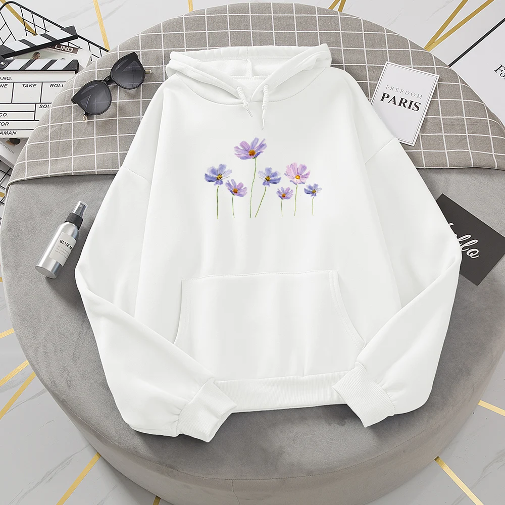 

Fashion Harajuku Autumn Warm Hoodies Women Flower Printed Loose Korean Hooded Sweatshirt Streetwear Long Sleeve Pullovers
