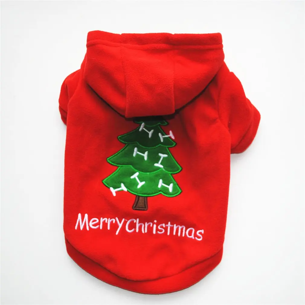 Рождественская Одежда для собак, толстое теплое пальто с капюшоном, хлопковая куртка, пуловер, одежда для осени и зимы
