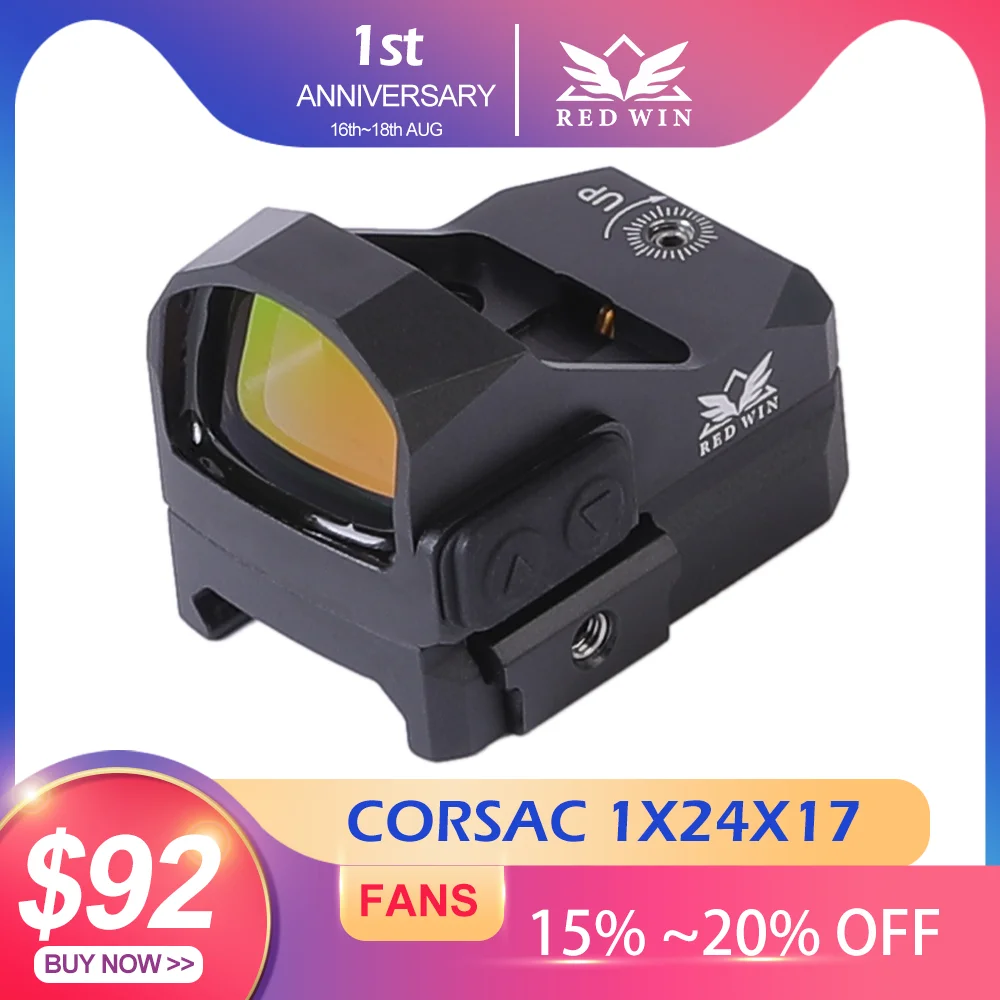 Компактный красный точечный прицел Red Win Corsac 1x24x17 MOS ATO 3MOA Срок службы батареи часов
