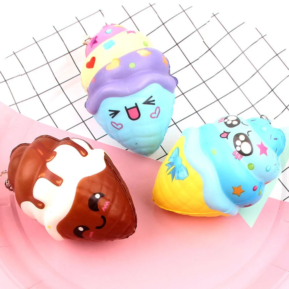 

Antistress Office Toys Mini Kawaii Plush Keychain For Children Cartoon Ice Cream Super Slow Rising Squeeze Squishy Toy Y826