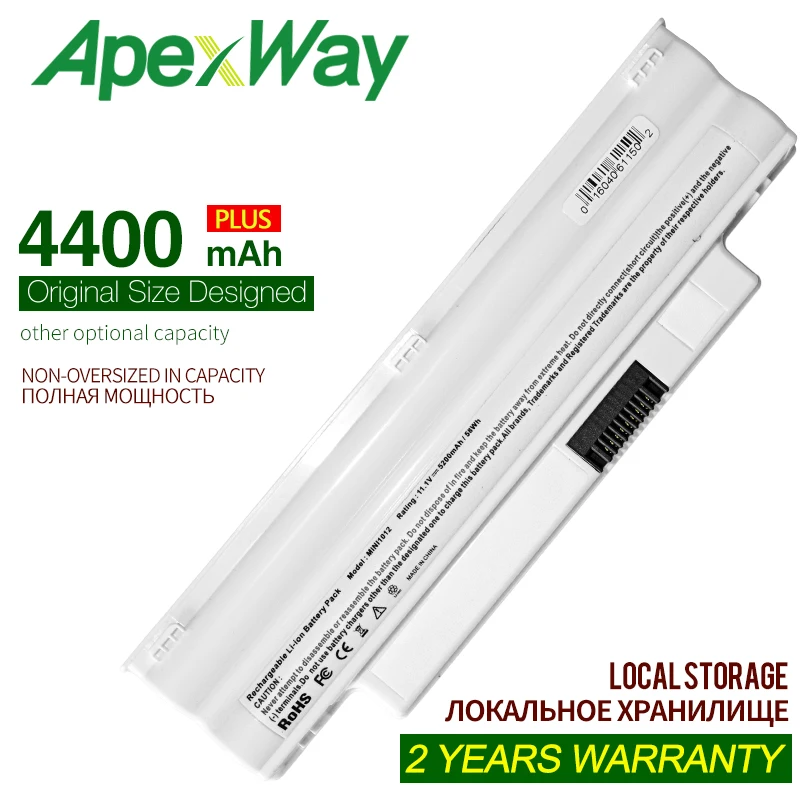 Аккумулятор ApexWay для ноутбука 6 ячеек белый 4400 мАч dell Inspiron Mini 1012 1018 Series G9PX2 NJ644 T96F2