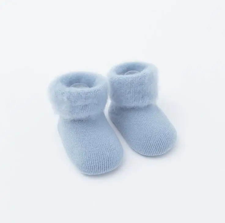 Зимние толстые махровые носки для малышей милые теплые хлопковые носки для новорожденных мальчиков и девочек Нескользящие носки-тапочки для детей от 0 до 3 лет