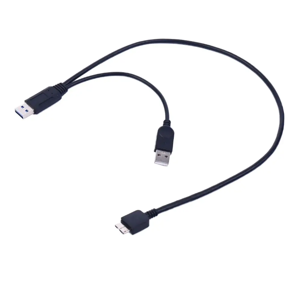2FT черный USB 3,0 данных Y кабель конвертер адаптер для мобильного внешнего жесткого диска компьютера Соединительный кабель