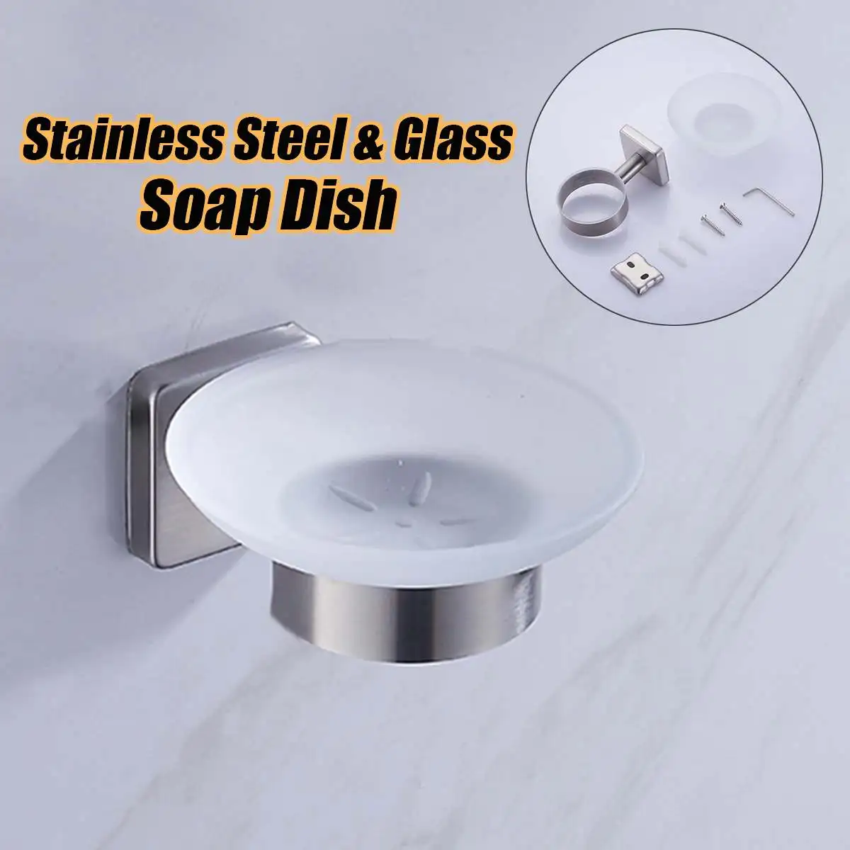 

Stainless Steel Round Soap Dish With Holder Wall Mounted Soap Storage Box For Shower Bathroom Hotel Accessories