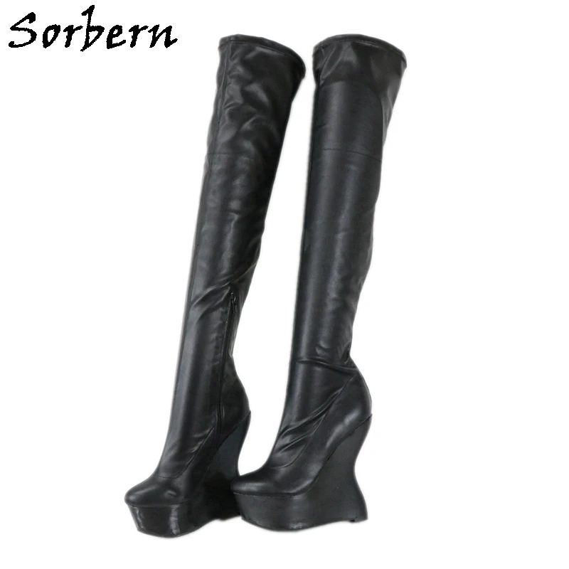 

Sorbern Over The Knee Women Boots Strange Wedges Platform Plus Size 15 Streched Ladies Party Boot Lady Gaga Custom Made