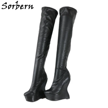 

Sorbern Over The Knee Women Boots Strange Wedges Platform Plus Size 15 Streched Ladies Party Boot Lady Gaga Custom Made