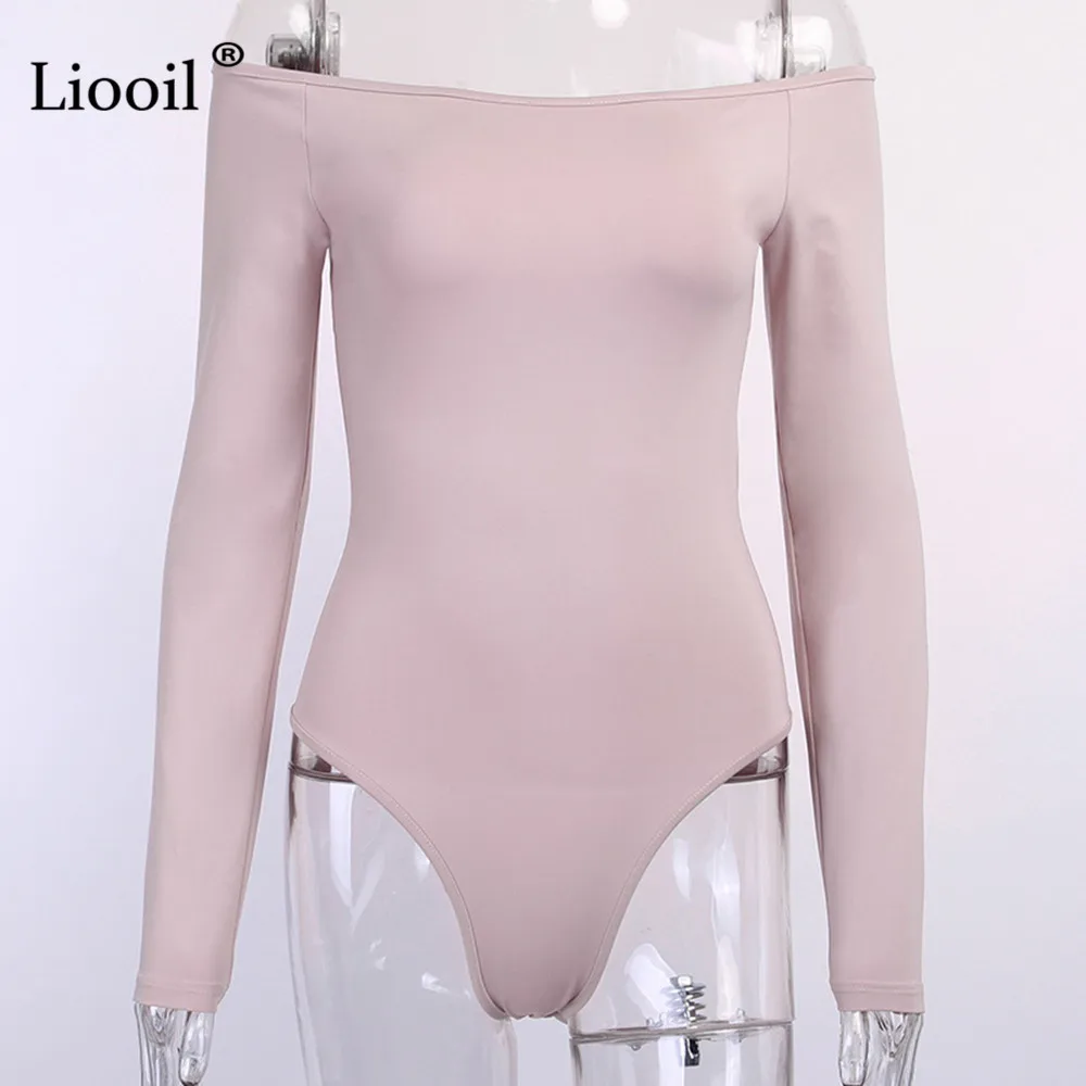 Liooil, сексуальные боди с открытыми плечами, обтягивающие боди, топы для женщин, Осень-зима, вечерние комбинезоны с длинным рукавом, женский комбинезон