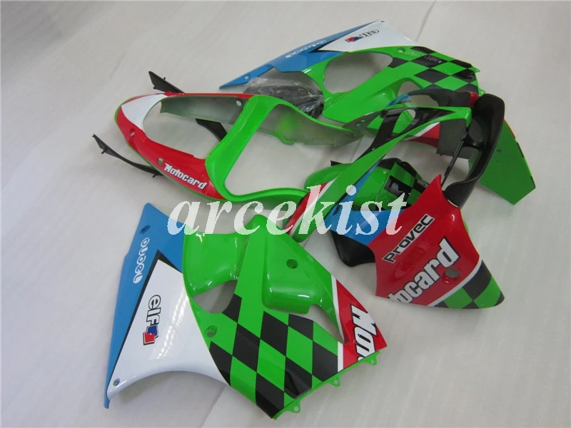 ABS(литьевая форма) обтекатели комплект подходит для Kawasaki ZX6R 2000 2001 2002 ZX-6R 00 01 02 ниндзя 636 Кузов Набор красный зеленый