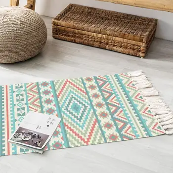 

Carpet Vintage Bohemian Multicolor Bedside Floor Mat Living Room Bedroom Machine Washable Home Textiles Product