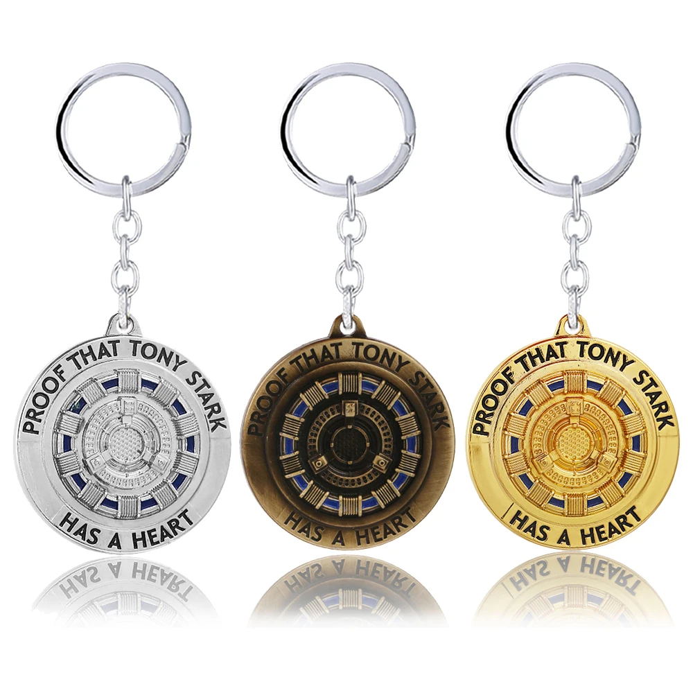 

The Avengers Endgame Iron Man Arc Reactor Keychain For Men Metal Tony's Heart Key Chain Women Bag Pendant llaveros hombre
