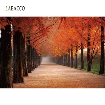 

Laeacco Autumn Forest Tree Backdrops For Photography Maples Pathway Park Natural Scenic Photo Backgrounds Photocall Photo Studio