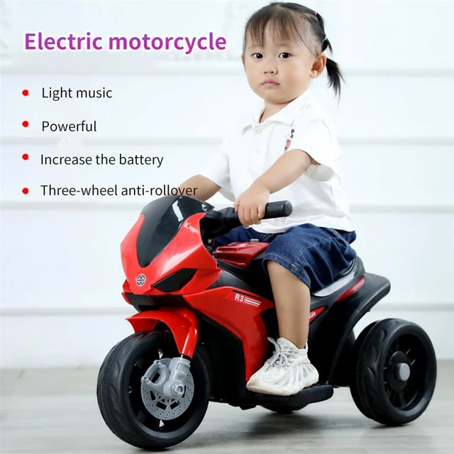 Triciclo elétrico de motocicleta infantil, recarregável com música e luz,  brinquedos para montar, bebê masculino e