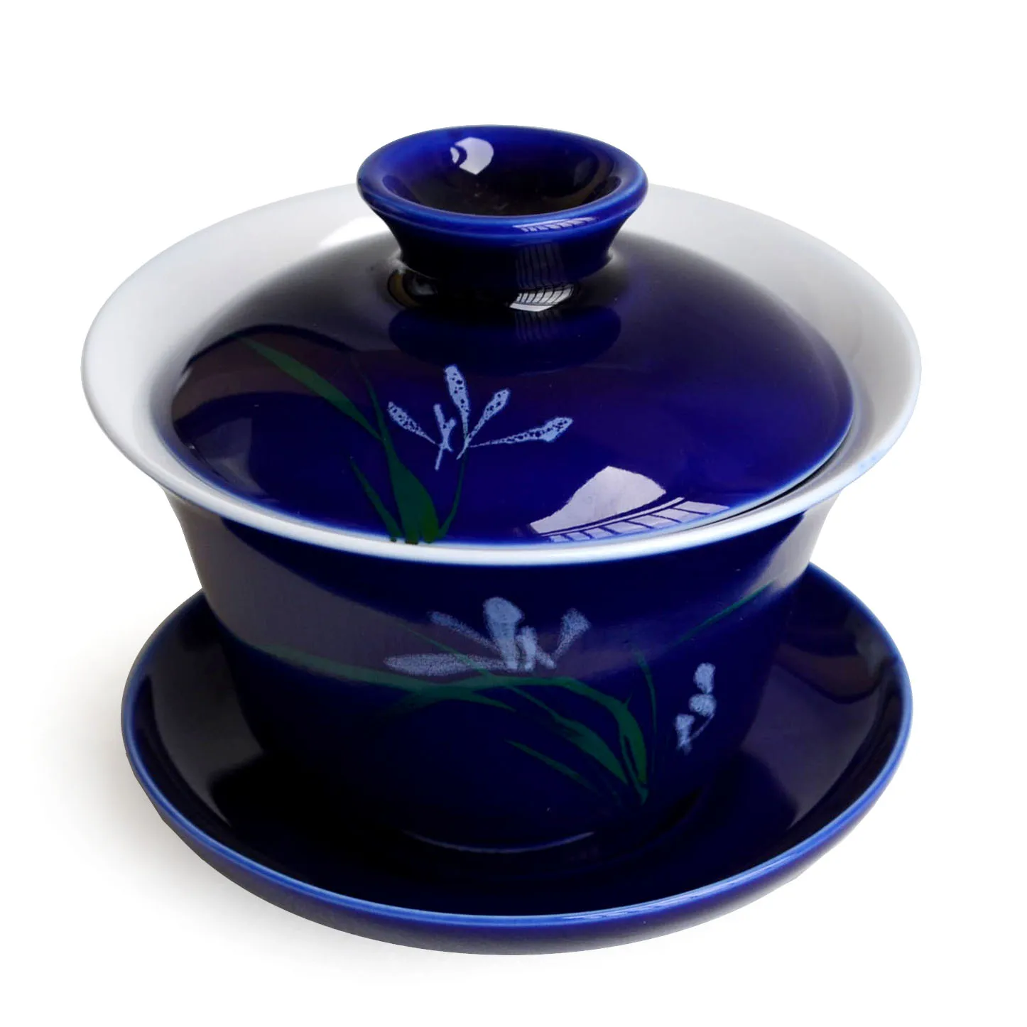 Plants Китайский чайный набор Gaiwan, 200 мл., сине-белый фарфор, Цзиндэчжэнь, традиционный китайский чайный набор, чашки с крышкой, блюдце, чайная чаша - Цвет: Plants