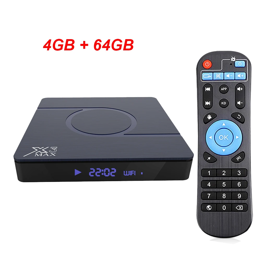 4GB 64GB Лидер продаж X3 MAX Smart tv Box Android 9,0 Amlogic S905X3 4 ГБ 32 ГБ 64 Гб 8K 1080P HD медиаплеер двойной wifi Netflix Google плеер - Цвет: 4GB 64GB