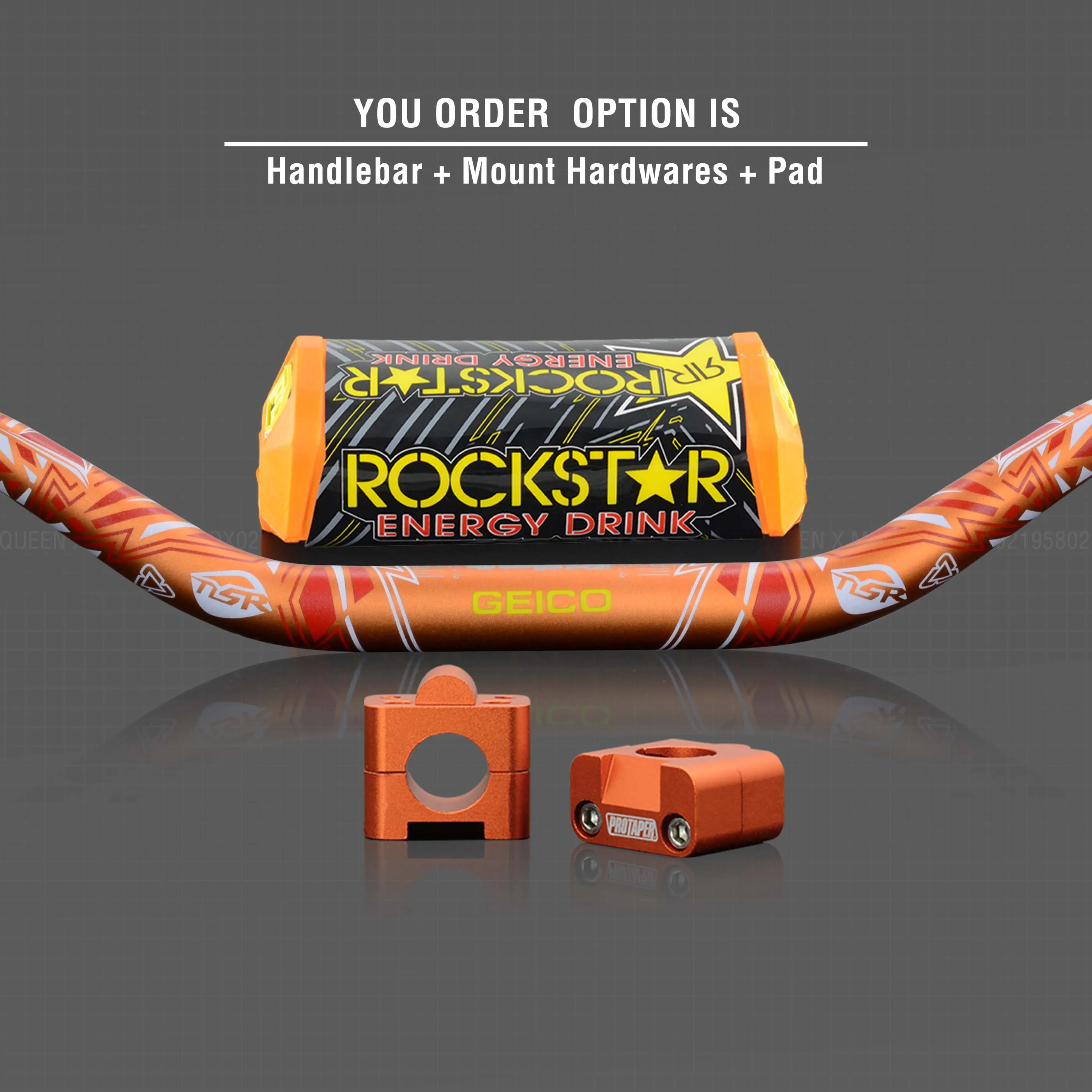 Руль для Pro Taper Pack Bar 1-1/" 6 дней Fatbar Колодки Ручки Pit Pro Racing Dirt Pit Bike мотоцикл с адаптер cnc - Цвет: Orange Combo3