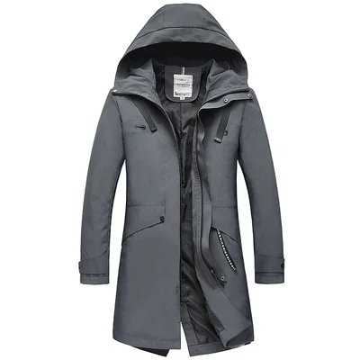 Весенние и осенние новые мужские куртки Модная Тонкая Повседневная куртка с капюшоном Высококачественная Мужская куртка однотонная куртка Размер 4XL - Цвет: Темно-серый