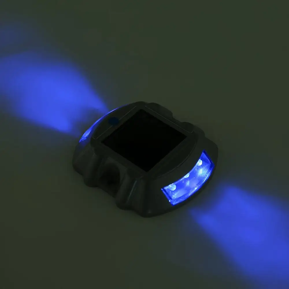Открытый алюминиевый сплав Спайк дорожный сигнальный светильник вилла Пейзаж приводной светильник водонепроницаемый дорожный 6 светодиодный светильник на солнечной батарее - Цвет: blue
