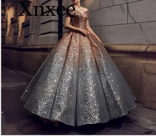 Vestido De Noiva, новые золотые и серебряные платья с постепенным цветным оформлением, украшенные блестками, 4XL