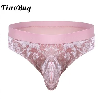 

Sexy Men Velvet Mesh Splice Stretchy Lingerie Sissy Panties Bulge Pouch Low Rise G-string Thong Bikini Briefs Male Gay Underwear