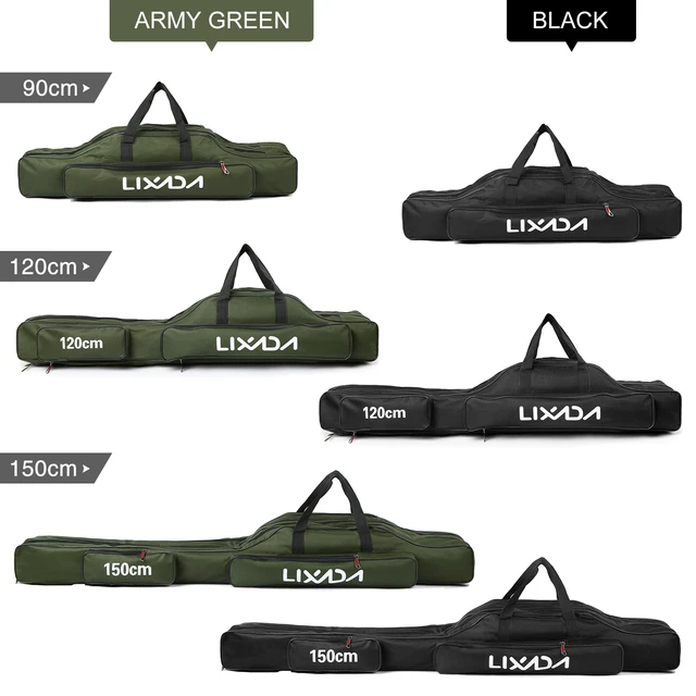 Lixada 3 Layers Fishing Pole Bag Portable Folding Rod Carry Case Fishing  Reel Tackle Shoulder Storage