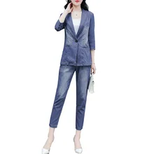 dressy denim pant suits