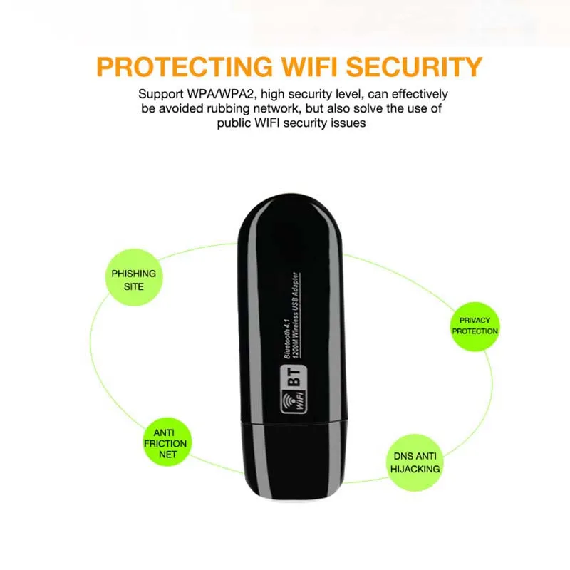 2-в-1 мини Wi-Fi 5 ГГц сетевая карта Bluetooth 4,1 Беспроводной Ac 1200 адаптер Mbps Dual Band сетевой карты для настольного компьютера ноутбука тв