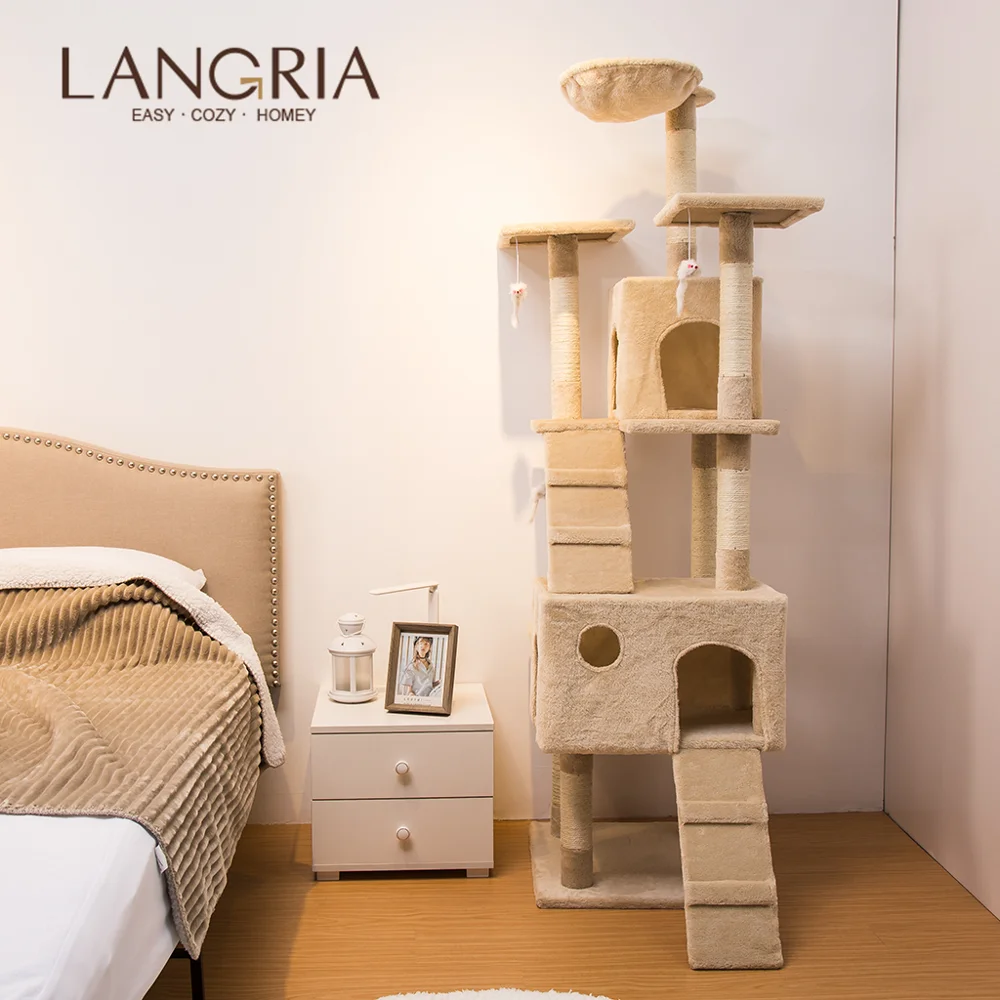 LANGRIA 68 дюймов многоуровневый игровой комплекс для кошек удобные тапочки на
