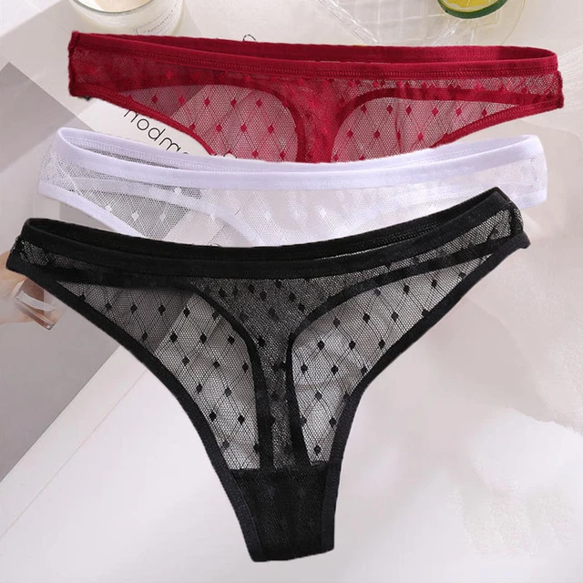 Women Mesh Lace Panties M-XL Sexy Low Waist Thongs G-String Female