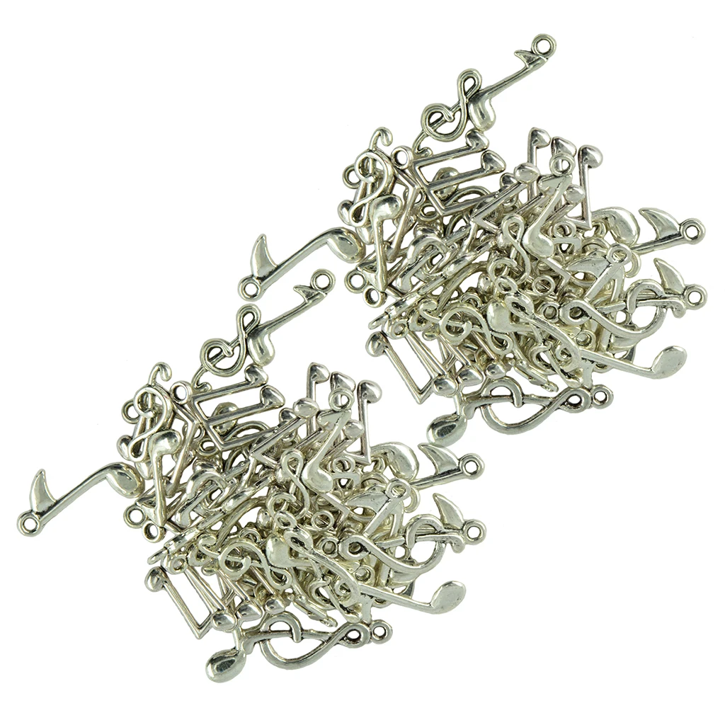 80pcs Assorted Charms Musical Note Symbol Tibetan silver color Plated Pendants Antique Jewelry Making Bracelet DIY Handmade Craft