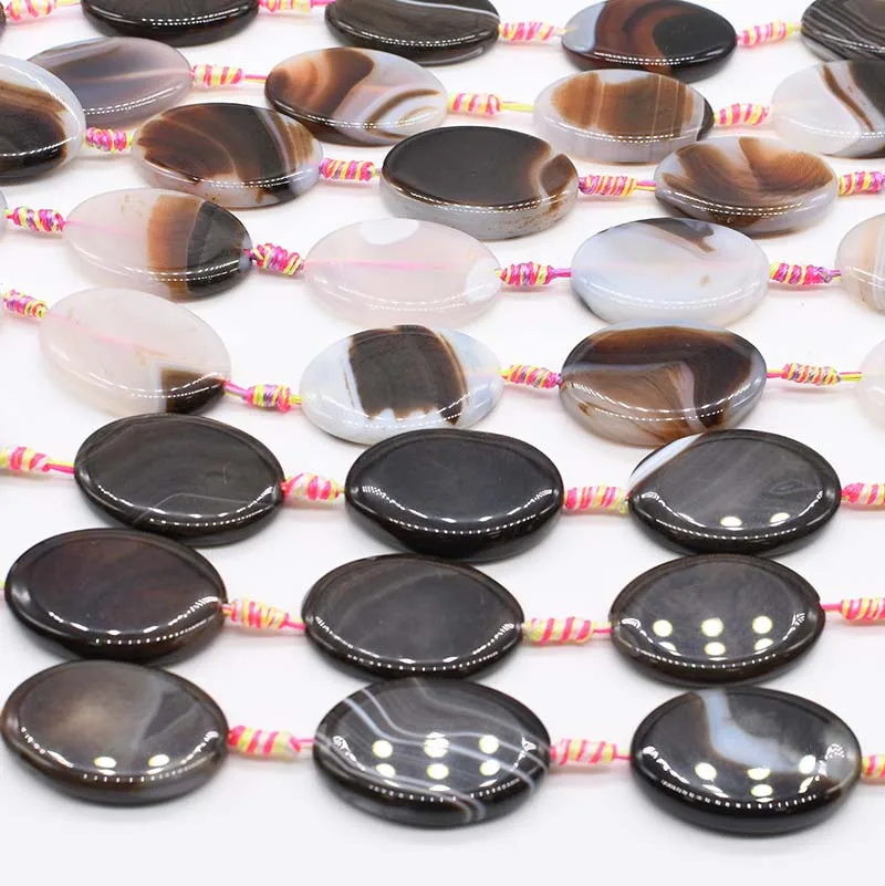 2strands/lot Oval black and white agate natural stone beads For DIY Necklace Bracelet Jewelry Making 15