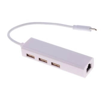 

Type-c USB-C to 3Port USB Hub Fast Ethernet Lan Networking Adapter for PC