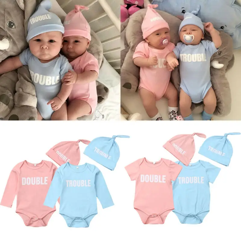 Emmababy новорожденных детская одежда для близнецов короткий рукав Пустой двойной