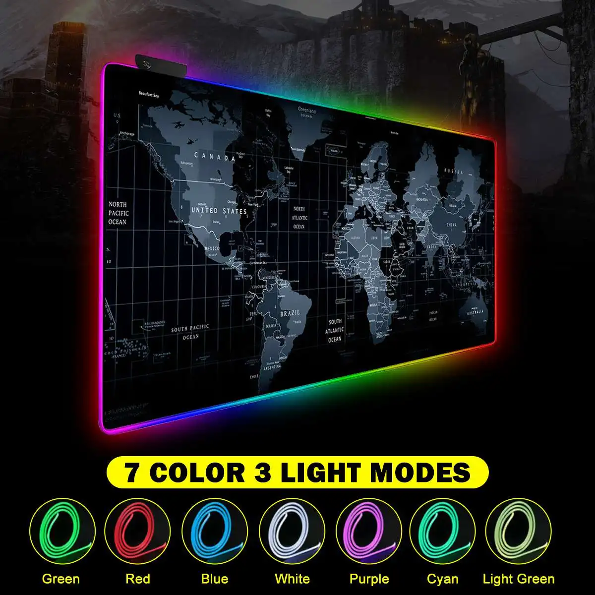 Игровая мышка со светодиодной подсветкой RGB геймер большой коврик для мыши светодиодный USB клавиатура красочный настольный коврик для мыши Коврик для ПК ноутбука Настольный