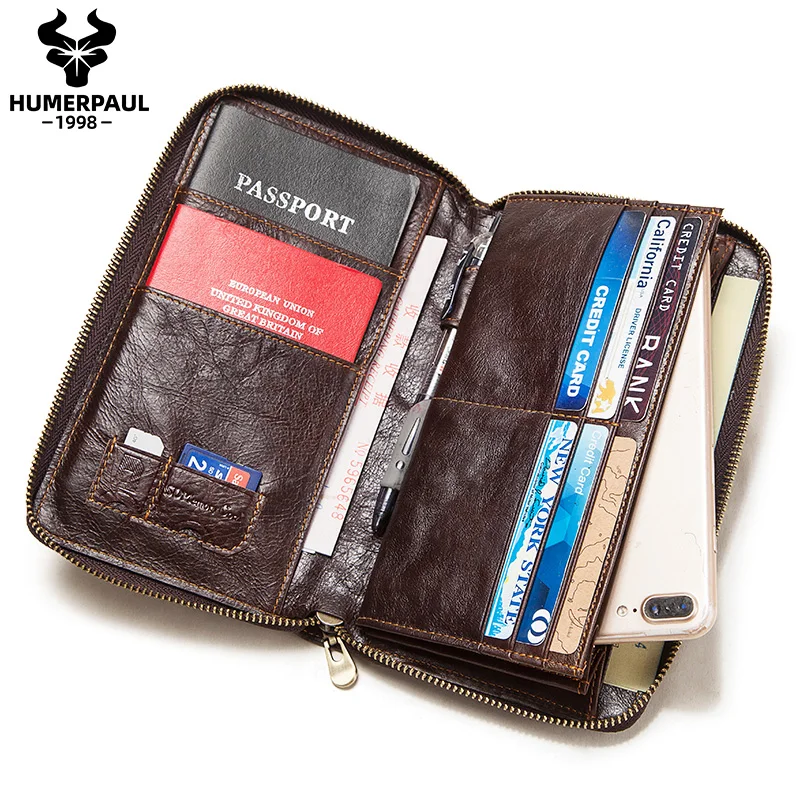 

New Passport Travel Men Wallet Leather Multi-Function Credit Card Holder Clutch ID Document Multi-Card Storage Quality Phone Bag