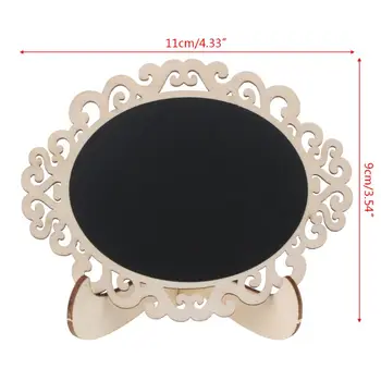 

10pcs Oval Shape Hollow Mini Wood Chalkboard Blackboard Tabletop Message Board For Wedding Party Decor B85B