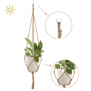 

Gardening Green Plant Hanger Flower Pot Net Bag Hemp Rope Hanging Basket Indoor Outdoor Hook Decoration K802