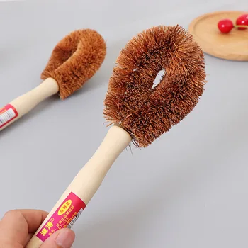 

Natural Coconut Palm Pot Brush Wooden Handle Oil-free Dish Brush Pot Brush Brush Pot Useful Product Long Handle Pot Brush Sub-xi