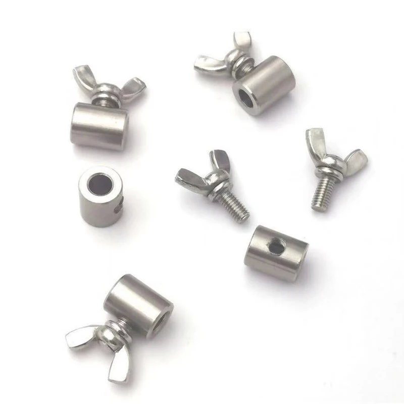 10pcs 304 stainless steel handscrew clamp wire rope fasteners butterfly buckle for 2-8mm steel wire