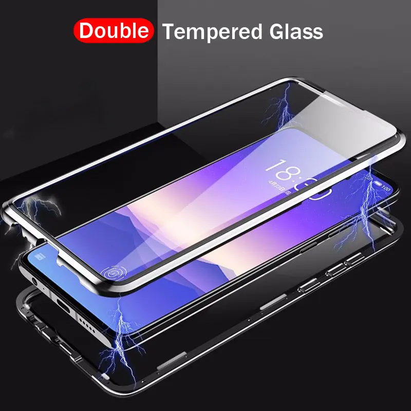 

Double Sided Magnetic Adsorption Glass Case for Meizu 16s Pro 16T Full Protection Metal Bumper Back Cover Phone Case Meizu 16T