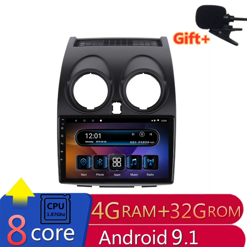 9 "2 + 32 г 2.5D ips Android 8,1 DVD мультимедиа плеер gps для Nissan Qashqai 2008 2009 2010 2011 2012 радио стерео навигации