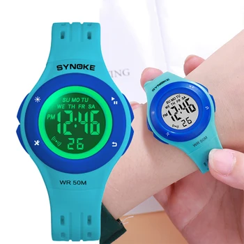 

SYNOKE Kids Watch Fashion Design Digital Child Kids Wristwatch Boys Girls Silicone Strap 3M Waterproof Sport Alarm Clock Gift
