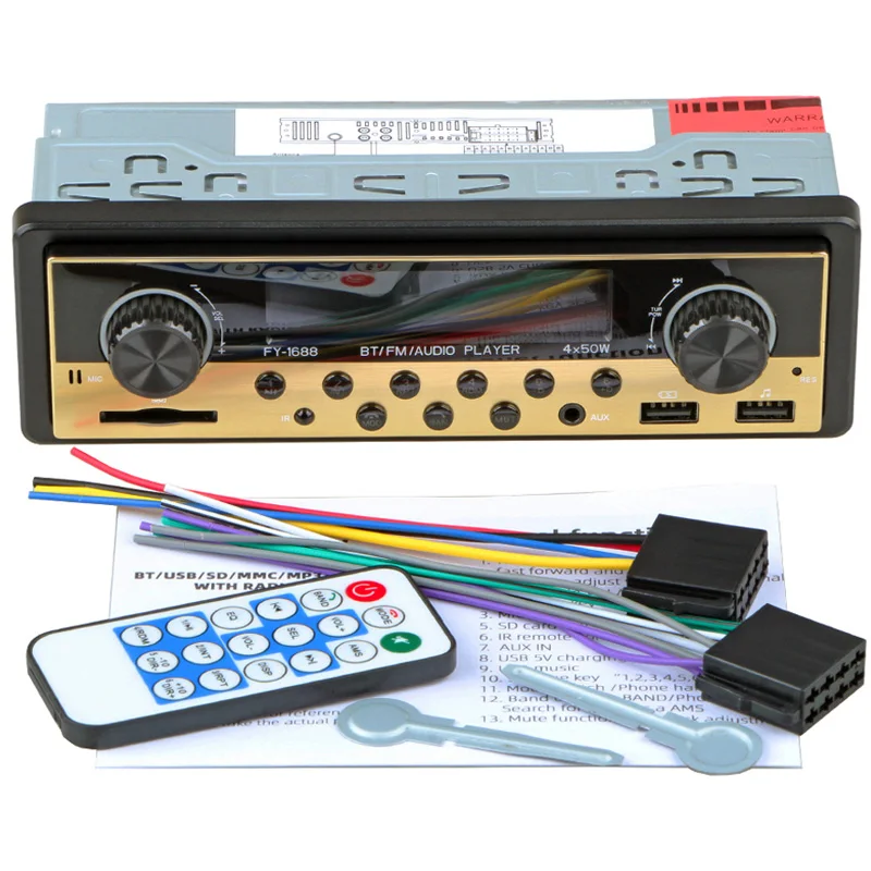 Автомобильный радиоприемник с Bluetooth автомобильный стерео радио USB AUX аудио Авто Электроника 12 В в-тире 1 DIN автомобильный MP3 мультимедийный плеер автостерео Coche - Цвет: FY-1688-G-ISO
