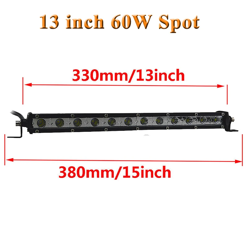 SKYWORLD 7 ''13'' 20 ''25'' 32 ''38'' Однорядный внедорожный светодиодный фонарь для вождения противотуманной фары 30 Вт 60 Вт 90 Вт 120 Вт 150 Вт 180 Вт 4x4 4WD - Цвет: 13 inch Spot