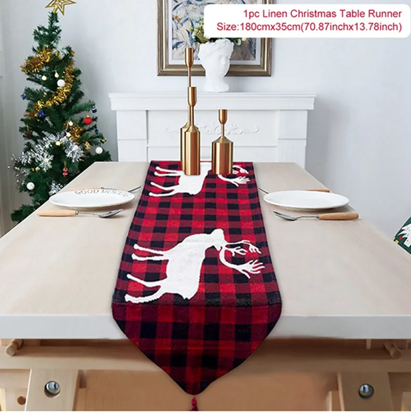 Huiran Рождество настольная дорожка рождественские украшения для дома кухня Рождественский стол Декор счастливый год - Цвет: Table Runner