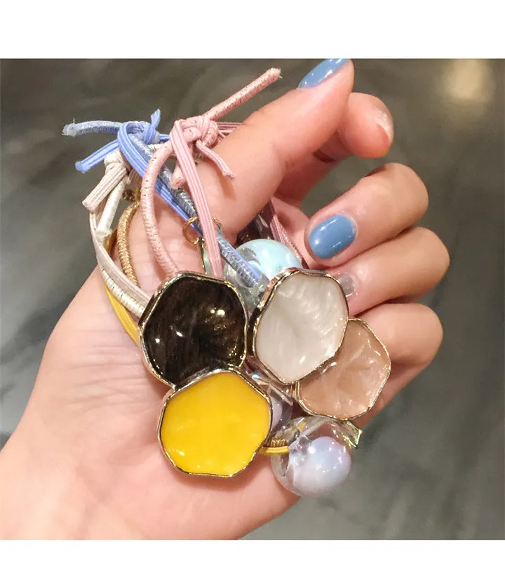 4  Temperament Headwear Drip Hair Ring Flash Diamond Crystal Head Rope Women Hair Accessories Jelly Headband Elastic Rubber Rope