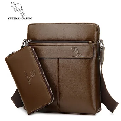 Khaki Set YUESKANGAROO роскошная сумка-мессенджер кожаная мужская сумка через плечо Маленькая мужская сумка через плечо для мужчин сумка-слинг деловая сумка - Цвет: Khaki Set