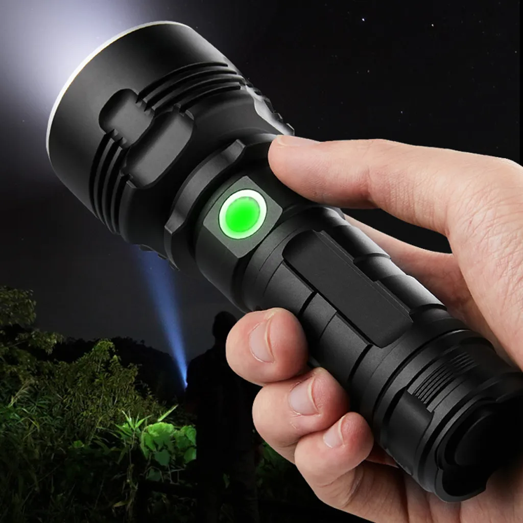 Powerful LED Flashlight Ultra Bright L2 Torch USB Rechargeable Switch Modes Waterproof Zoomable Camping Light Use18650 Battery