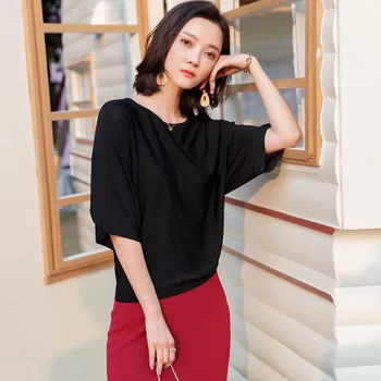 

2020 WOMEN NEW summer new style round neck Korean version of the bat sleeve temperament lazy loose wild sweater women's shirt